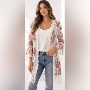 Streetwear Society Floral Lace Kimono Cardigan – NWT – Size S/P